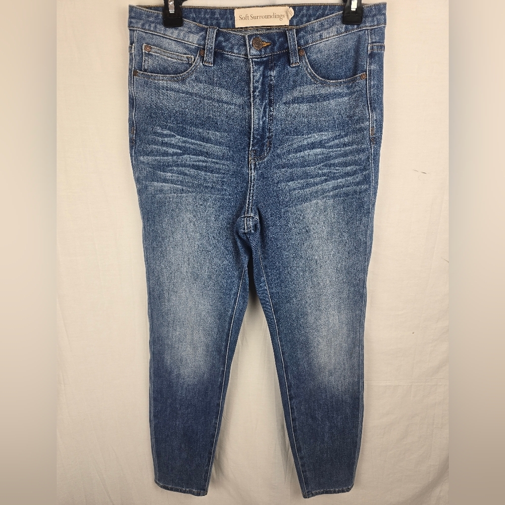 Soft Surroundings Blue Denim Medium Washed Skinny Leg Jeans Sz 10
